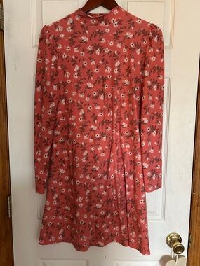 SO Coral Floral Long Sleeve Dress